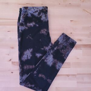 Womens Black Tie-Dye Leggings, Cotton, Size XS Soft Stretchy EUC